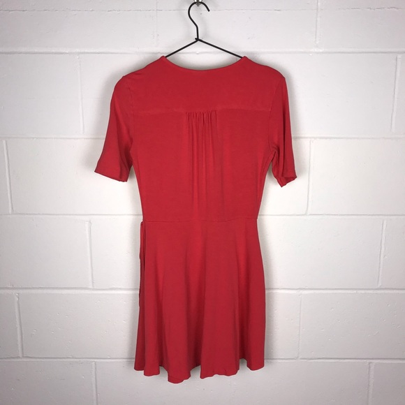 ASOS Faux Wrap Short Sleeve Dress 8 Salmon Pink - Picture 7 of 8